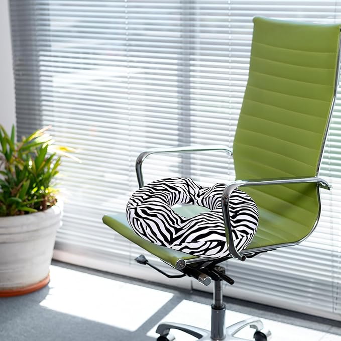 Donut Pillow for Hemorrhoids Seat Cushion for Tailbone Pain Relief - Zebra Print Home Office Chair Cushion for Long Sitting Work - Memory Foam Car Seat Cushions for Driving Butt Pain Pressure Relief