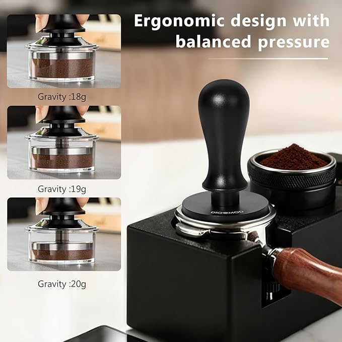 54mm Espresso Tamper – Spring Loaded Coffee Tamper Tool with 30lbs Pressure, Stainless Steel Flat Base for Breville Sage Portafilter Basket, Barista Accessories