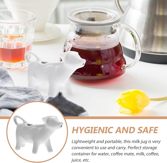 Gravy Boat Porcelain Cow Creamer Ceramic Coffee Creamer Serving Pitcher Jug Animal Shaped Sauce Server Cup Flower Vase for Kitchen Cafes Restaurants Hotels 40ML White Espresso Machine