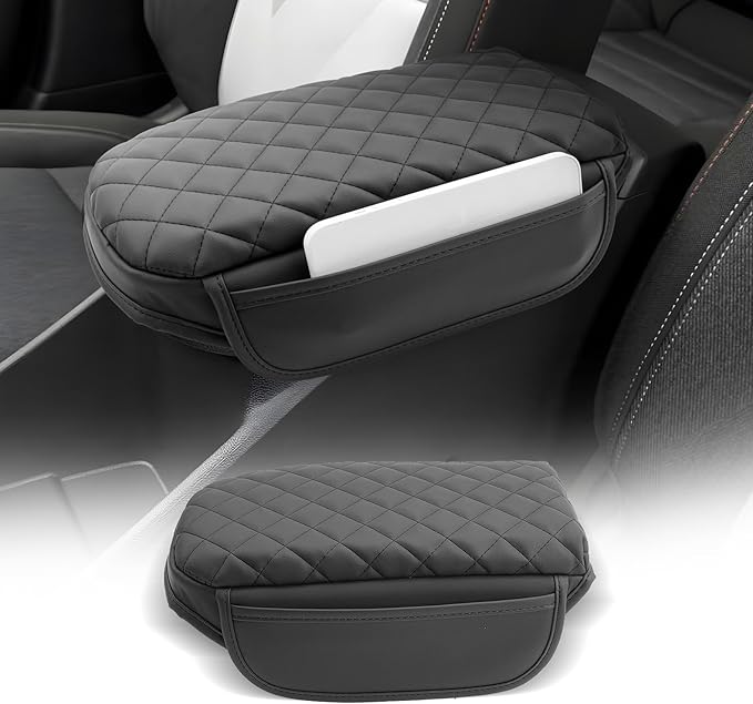 CDEFG for Chevrolet Trax 2024-2025 2026 Center Console Cover Armrest Box Cover for Chevy Trax (LS, 1RS, LT, 2RS, ACTIV) Accessories Arm Rest Protector Leather Checkered Padded Side Pocket