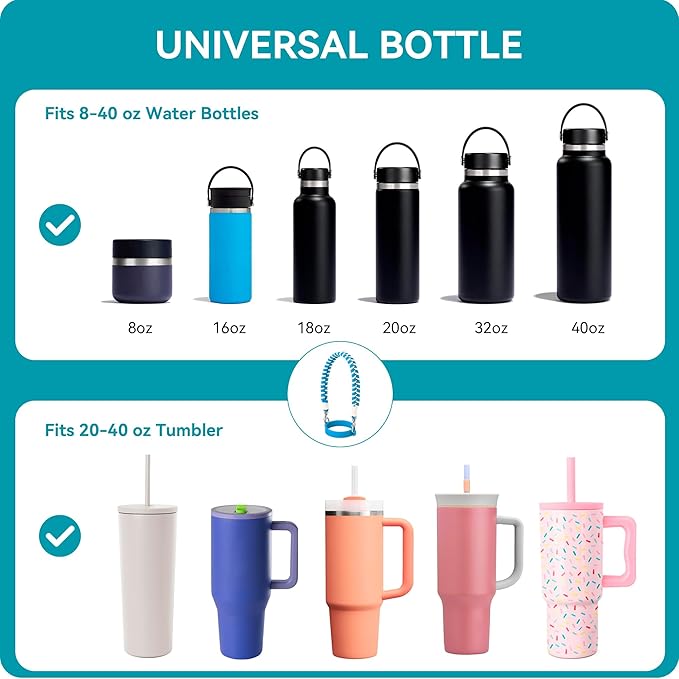 Water Bottle Handle Strap Compatible with Owala & Stanley Cups, Hand-Woven Lanyards Silicone Water Bottle Sling, Carrier, Holder with Strap