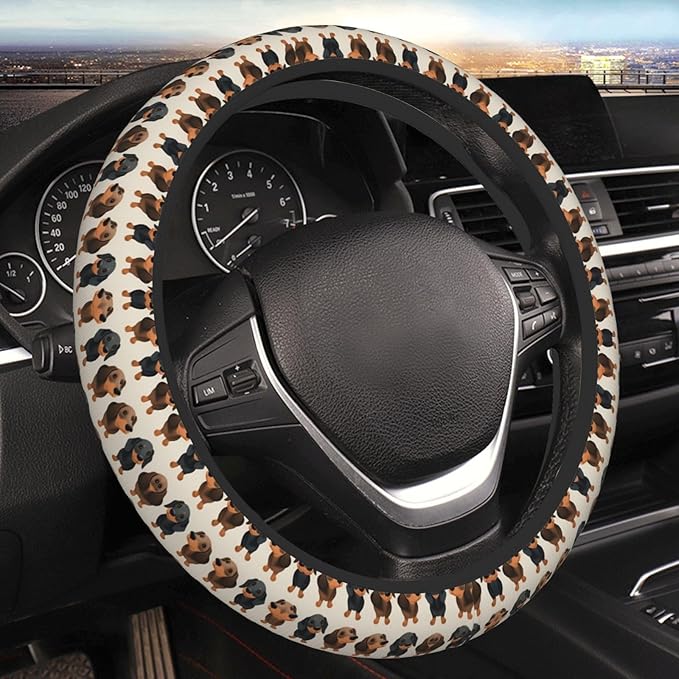 Dachshunds?Dogs Car Steering Wheel Cover, 15 Inch Steering Wheel Cover Stylish Decor for Most Cars