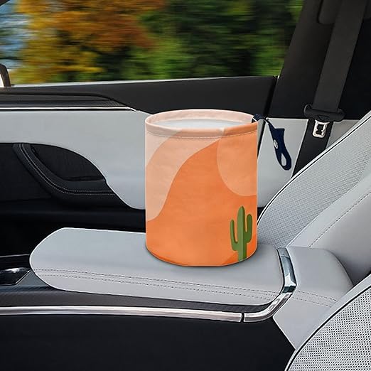 Car Trash Can with Hanging for Back Seat, Car Accessories for Women Men Automotive Garbage Cans Vehicle Trash Can for Truck SUVCactus