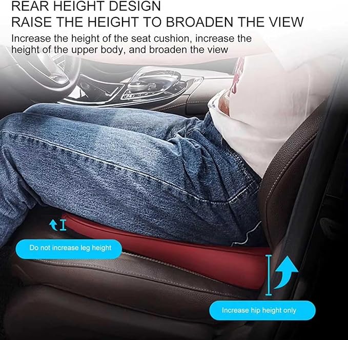 Memory Foam Car Seat Cushion for BMW X5 G05 2018-2023, Wedge Booster Lumbar Support Pad for Drivers Office with Non-Slip Base,Brown-8cm