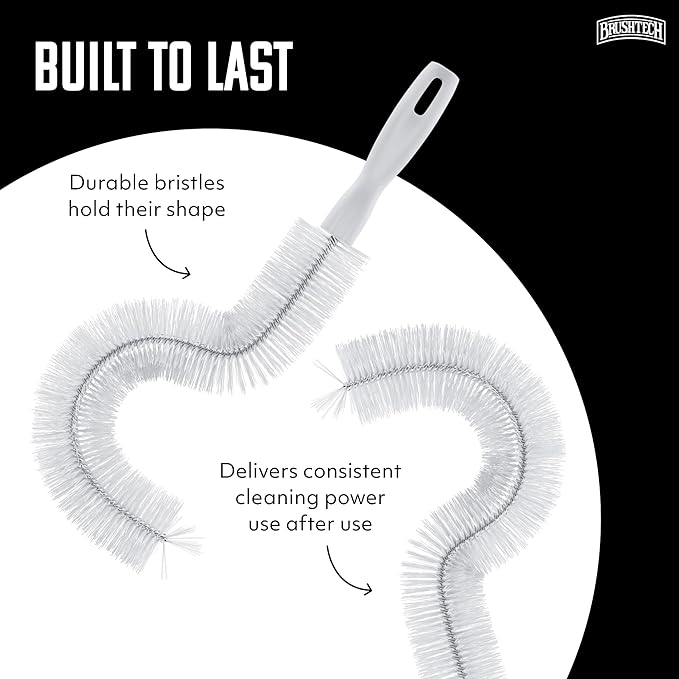 Brushtech Coffee Pot Cleaning Brush - Curved Design for Deep Clean Coffee Pot Care with Soft Bristles, Comfortable Handle, No-Soap Scrubbing Action – Made in The USA