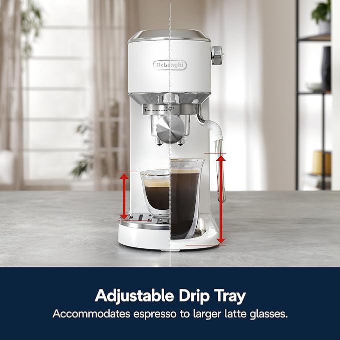 De'Longhi Dedica Duo Compact Espresso Machine - Cold Brew Coffee Maker with Milk Frother Wand- for Espresso, Hot & Iced Coffee, Cappuccinos, Lattes & Home Barista Brewing, Vanilla
