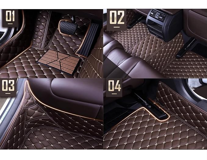 Custom Personalized Floor Mats for Cars，Luxury Full Coverage All Weather Car Floor Mats，Anti-Slip Leather Car Mat Set ，Custom Floor Mats for 99% of Cars, Trucks & SUVs (Black 8 White)
