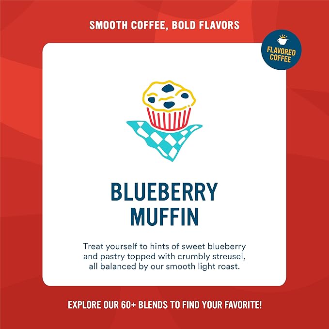 Cameron's Coffee Blueberry Muffin Flavored Ground Coffee, Light Roast, 100% Arabica, 12-Ounce Bag, (Pack of 6)