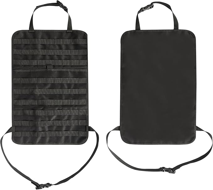 IronSeals 2 Pack Car Seat Back Organizer, Tactical Molle Panel Sag Proof Vehicle Seat Cover Protector Nylon Car Seat Back Hanger Bag Pad