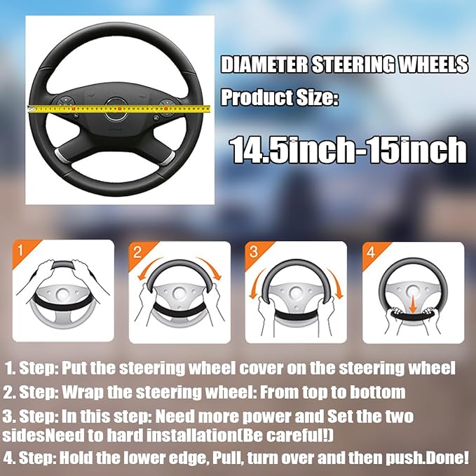BELOMI Leather Car Steering Wheel Cover, Universal 15 Inch for Car Truck SUV, Non-Slip and Breathable, Sport Style Design Odorless Steering Wheel Protector, Automotive Interior Accessories (Red)