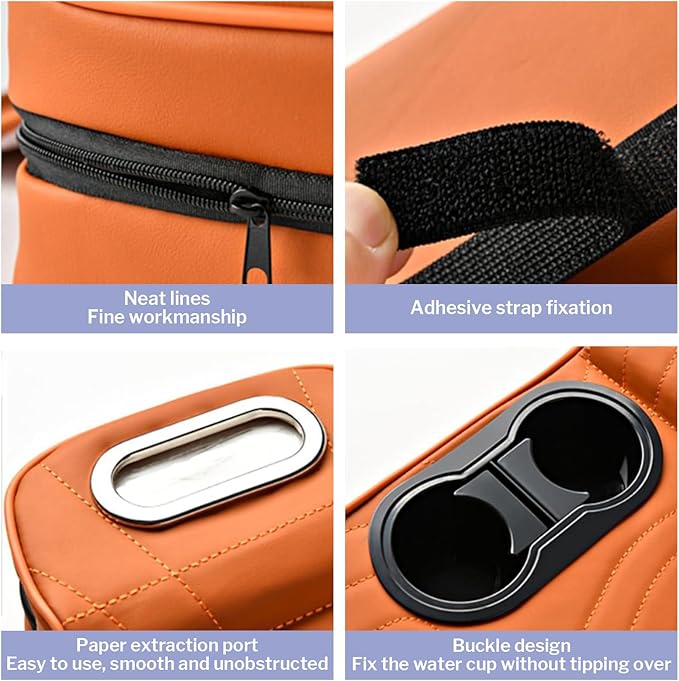 LAFANDE Car Armrest Cushion | Heightening Pad Arm Rest for Car, Center Console Cover with Storage Bags Cup Holder, Tissue Box Slot, Easy to Install and Clean