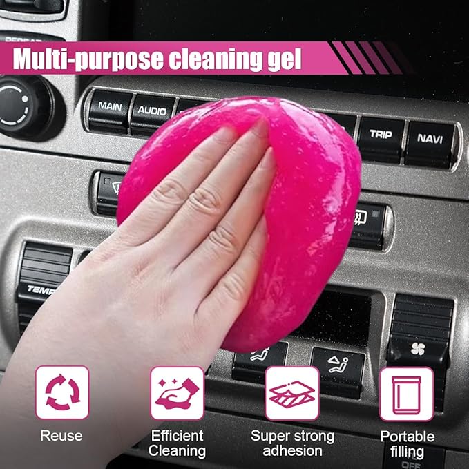 Craedli 2PCS Car Cleaning Gel, Reusable Air Vent Cleaning Putty, Car Interior Cleaner Slime Auto Detailing Tool for Cup Holder & Keyboard, Universal Crevice Dust Remover for Men, Women Present(160g)