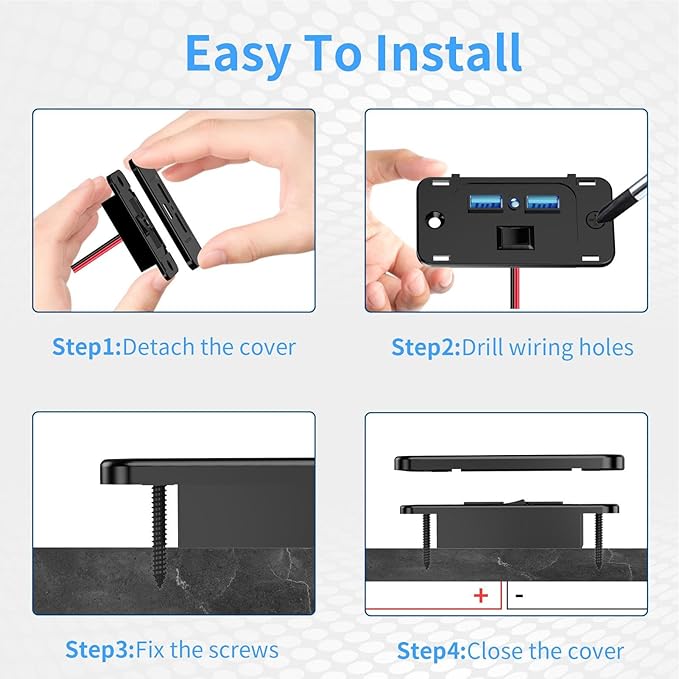 USB Socket for - 12 V USB Port, Phone Charger for | 72 W High Power USB Socket, QC 3.0 Fast Charging Ports, Multi-Port Car Socket Adapter for Motorcycle Trucks
