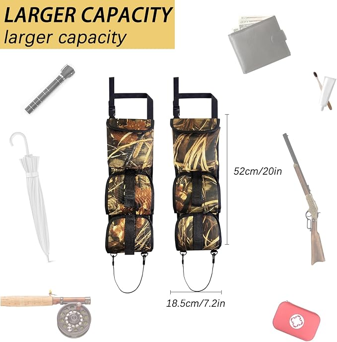 Seat Back Gun Rack, 2 Pack Truck Gun Rack Foldable Car Seat Back Gun Holder Camo Rifle Holder with Storage Pockets, Gun Sling Bag for Hunting Rifles/Shotguns, Fit Most Truck SUV