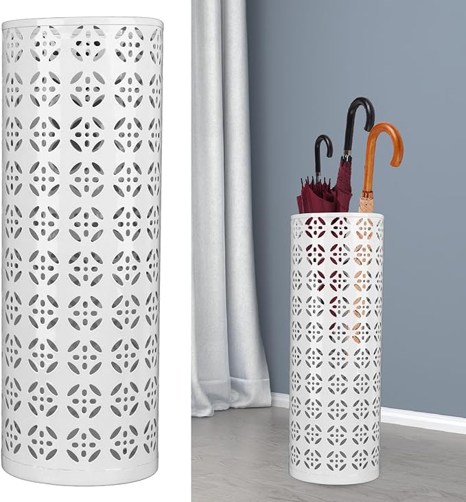 Round Umbrella Organizer Bin, Freestanding Metal Umbrella Holder Umbrella Stand Rack for Entryway, Canes Walking Sticks Holder Rain Collection for Home, Office (Large)