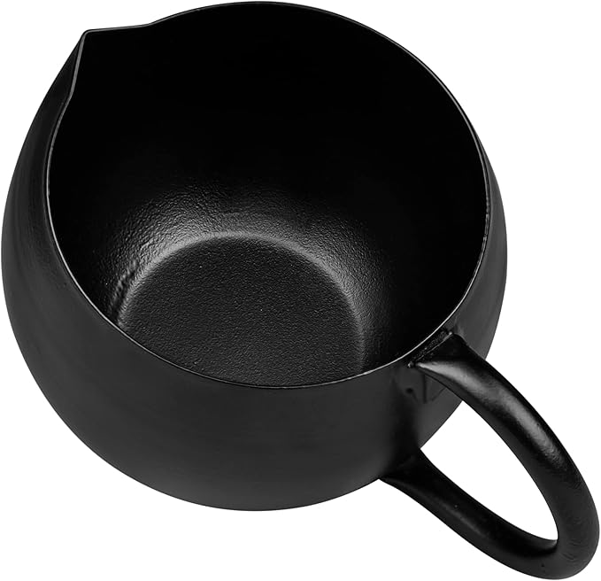 GoCraft Black Metal Creamer Pitcher – Small Iron Serving Jug with Handle for Coffee Creamer, Milk, Syrup, Sugar or Dressing – Modern Tableware for Cafe, Restaurant, or Kitchen Countertop