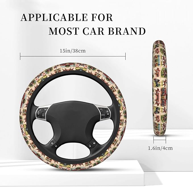 Horse Racing Universal Fit Steering Wheel Cover for Car, Truck, and SUV, Durable Steering Wheel Protection