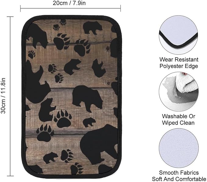 Black Bear Black Bear Paws Car Center Console Cushion Pad,Waterproof Armrest Seat Box Cover Protector,Comfortable Car Decor Accessories Fit for Most Cars, Vehicles, SUVs