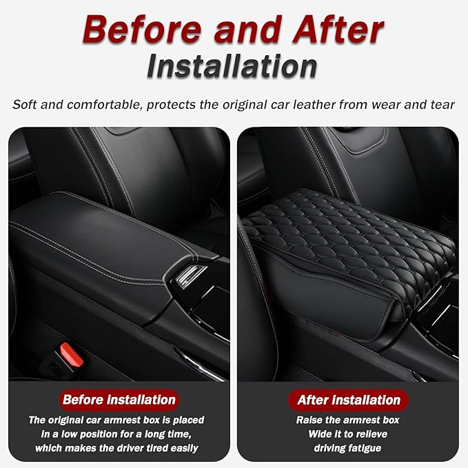Car Center Console Cover for Honda Passport 2019 2020 2021 2022 2023 2024 2025, Thick Armrest Cushion Pad with Side Storage Pockets, Center Console Protector, Arm Rest Cover