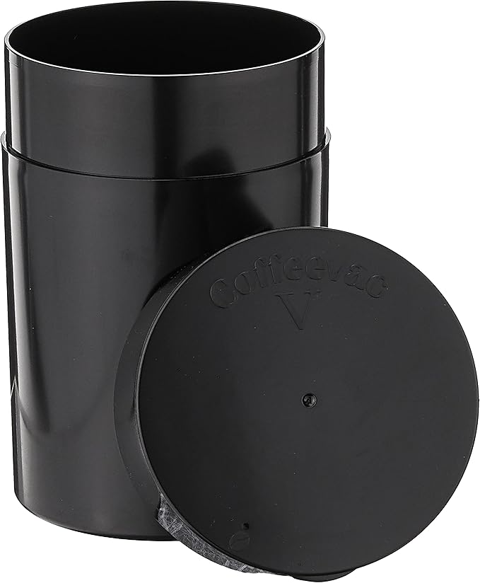 Coffeevac 1LB – Patented Airtight Container with Degassing Valve | Multi-use Vacuum Container Works as Smell Proof Containers for Ground Coffee and Coffee Bean Containers. Black