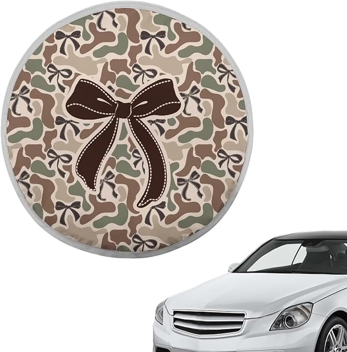Camo Hunting Bow Steering Wheel Sun Shade Cover Foldable Steering Wheel Sunshade Washable Car Rudder Sunblock Cover 17 Inch Car Accessories Gift for Birthday