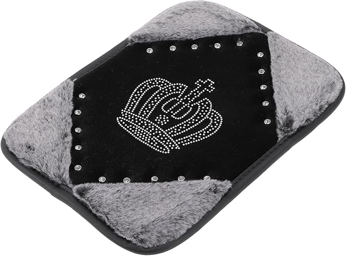 Car Armrest Cushion Pad Non-slip 12.20"x9.06" Seat Box Cover Protector Flannel Gray,Black Center Console Lid