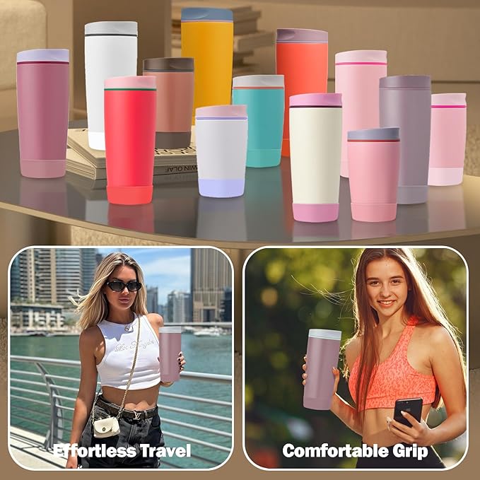 2pcs Silicone Boot for Owala SmoothSip Slider Coffee Tumbler 20oz 12oz, Anti-Slip Sleeve for Travel Coffee Mug, Protective Accessories for Owala BPA Free (Plum Perfect)