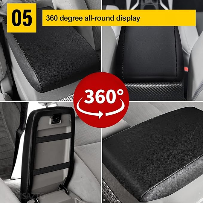 AOMSAZTO Console Covers for 2012 2013 2014 2015 2016 2017 Nissan Leaf Armrest Covers for Nissan Leaf Black with Black Stiches