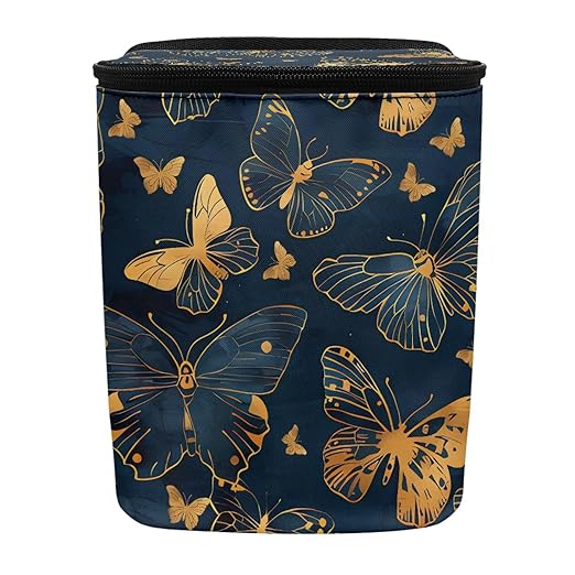 Gifts for New Drivers Golden Butterfly Art DecoTrash Bags for Cars, Hanging Zipper Design