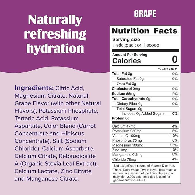Ultima Replenisher Daily Electrolyte Powder – Grape, 20 Stickpacks – Zero Sugar Hydration Packets with 6 Electrolytes and Minerals – Sugar Free, Plant Based & Keto Friendly Drink Mix