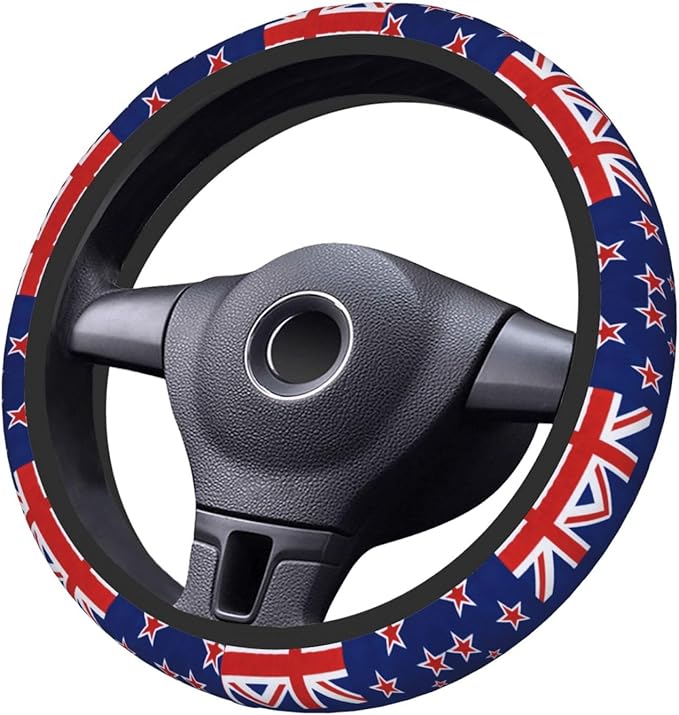 Flag-of-New-Zealanders Car Steering Wheel Cover, 15 Inch Steering Wheel Cover Stylish Decor for Most Cars