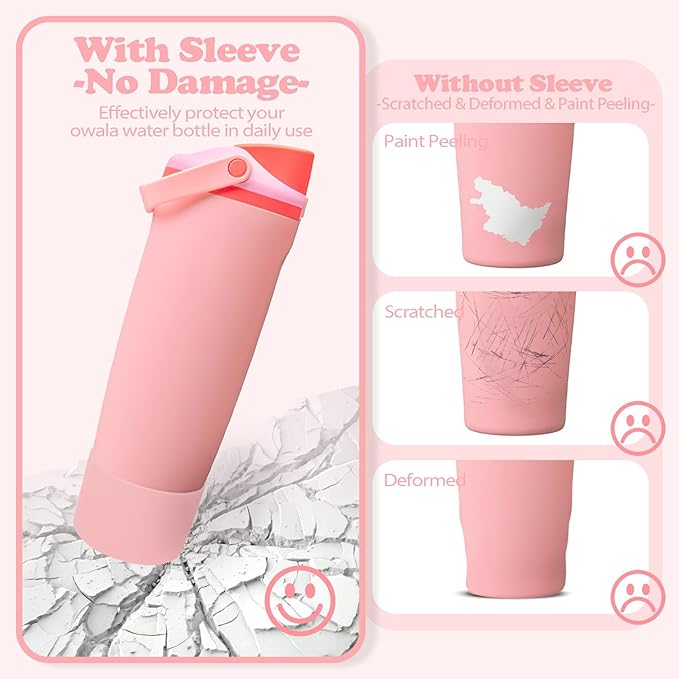 Silicone Boot for Owala 30oz & 40oz FreeSip Sway Bottles & Tumblers - Non-Slip, Scratch-Resistant, Stability Enhancer, Available in 12 Colors (Angel Food Cake)