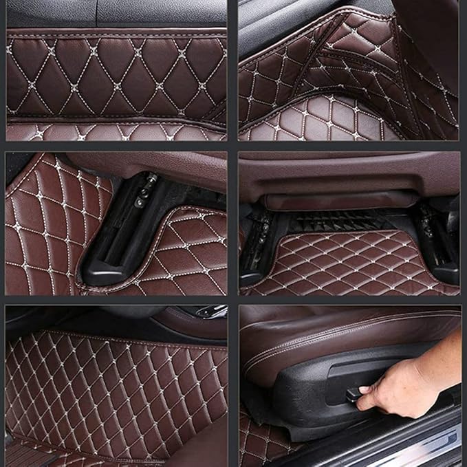 Custom Personalized Floor Mats for Cars - Luxury Full Coverage All Weather Mats, Anti-Slip Leather Mat Set, Fit for 99% of Cars, SUVs & Trucks (Black Blue, A-Diamond)