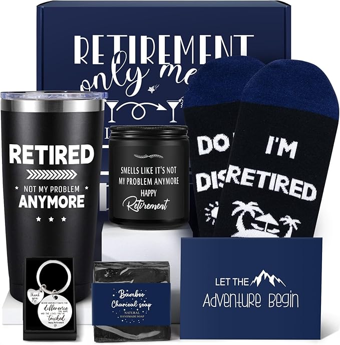 Retirement Gifts for Men 2026, 20 Oz Tumbler Best Retirement Gifts Basket, Happy Funny Retirements Gift for Dad, Grandpa, Coworker, Teachers, Boss, Friends, Retirees