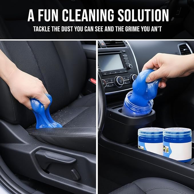2-Pack Car Cleaning Putty, Reusable Gel for Auto Vents and Crevices, Effective Interior Dust Remover..