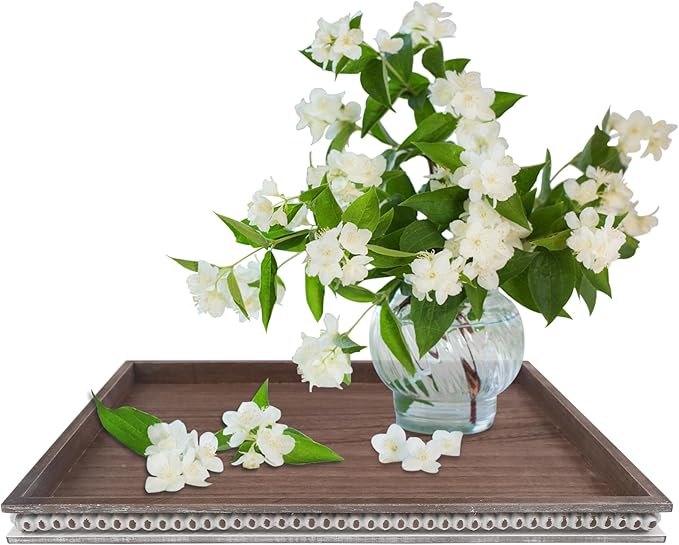 Wooden Serving Tray: 12x16 Rectangular Wood Butler Decorative Tray Candle Holder Trays Vintage Centerpiece Farmhouse Ottoman Tray for Decor Countertop Home Decor for Coffee Table