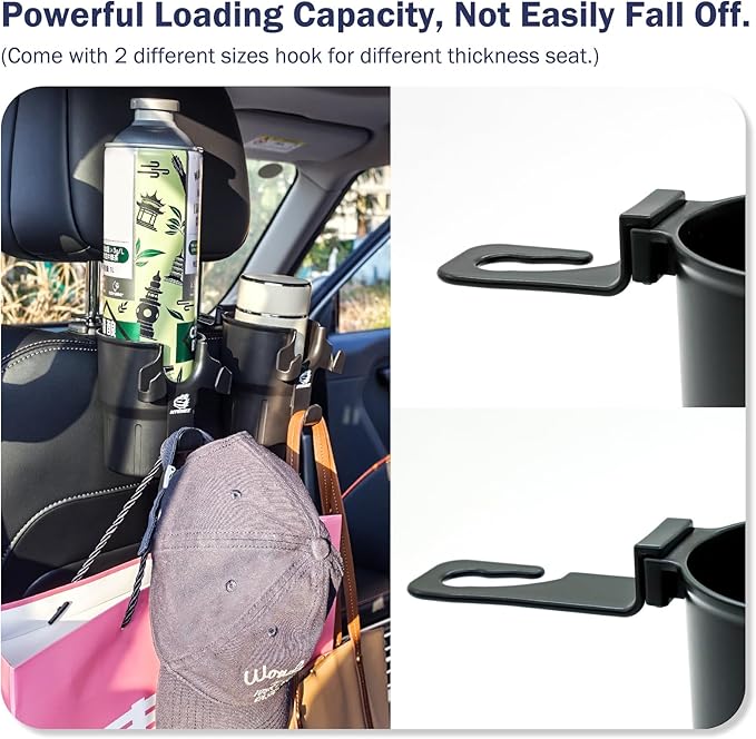 Headrest Back Seat Car Cup Holder, Versatile Road Trips Car Storage Organizer with Hanger for Bottles, Drinks, and Coins, Compatible with Cars, SUV, Trucks 1 Pack