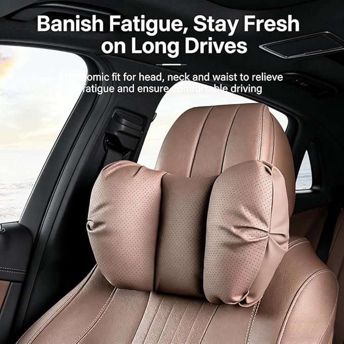 Car Neck Pillow & Lumbar Support for MINI F56 2022-2024 Ergonomic Breathable Mesh Auto Seat Back Cushion Headrest,Black-Neck Pillow