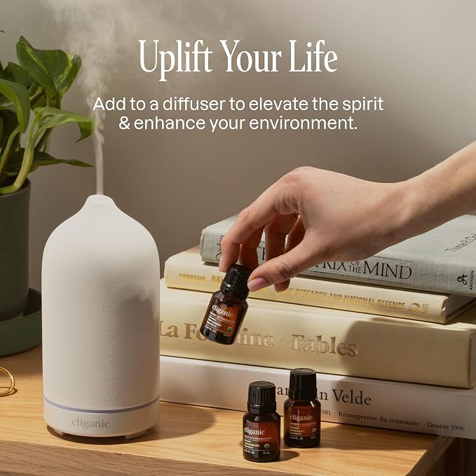 Cliganic Organic Essential Oils Set (Top 12, Pack of 2) - 100% Pure - Peppermint, Lavender, Eucalyptus, Tea Tree, Lemongrass, Rosemary, Frankincense, Orange, Lemon, Cassia, Cedarwood & Grapefruit