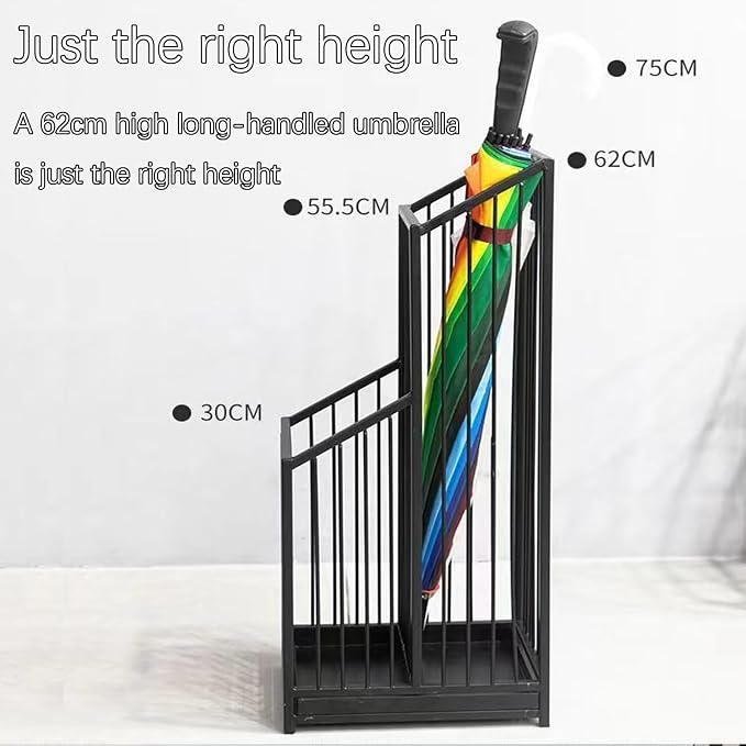 Indoor Metal Umbrella Stand，Umbrella Storage，Tall Metal Standing Umbrella Holder，Umbrella Holder for entryway，for Hotel，Offices，Home，Commercial(Gold,25 * 20 * 62cm/10 * 8 * 24.4in)
