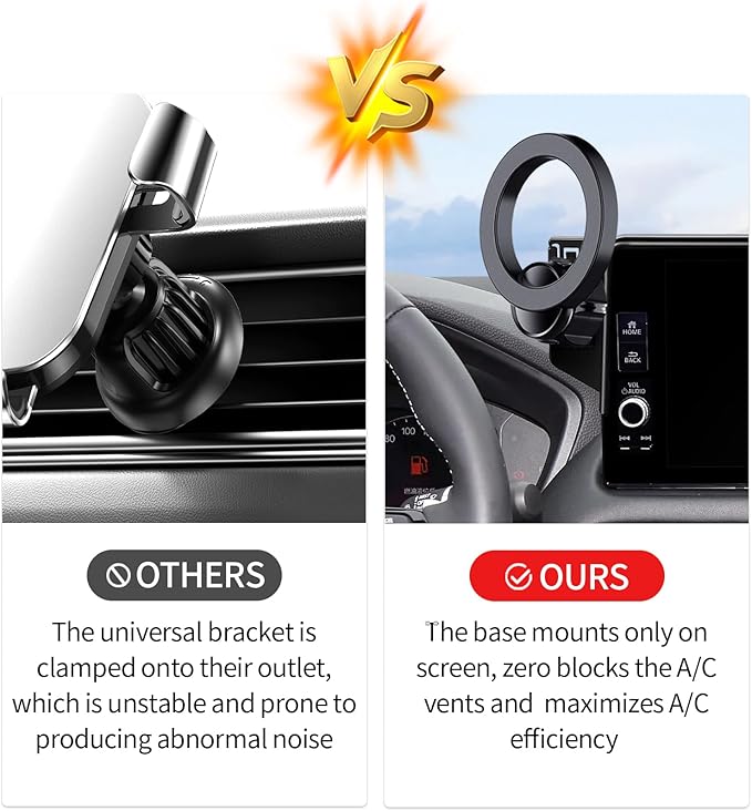 MaserWeller Car Phone Holder for Honda HR-V HRV 2023-2026 Accessories/CR-V CRV 2023 2024 2025 2026 Accessories 7/9-inch Screen Fixed Clip,Phone Mount Compatible with MagSafe, 360° Cell Phone Holder