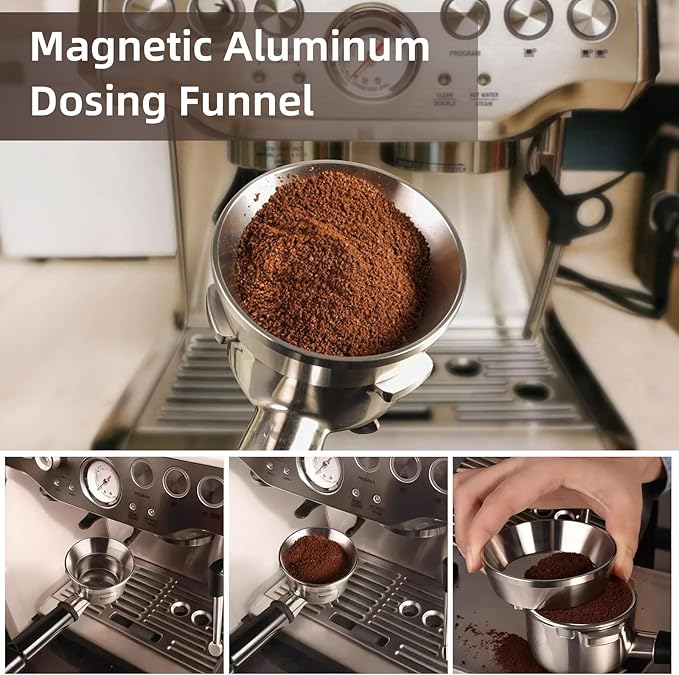 51mm Espresso Accessories Kit - 51mm Tamper and Espresso Cups Set of 2 - WDT Tool Dosing Funnel Silicone Mat Espresso Machine Accessories Distribution Tool - Suitable for 51mm bottomless portafilter
