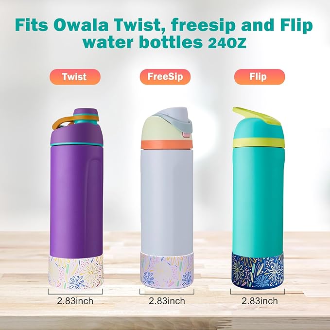 WK IEASON 2Pcs Silicone Boot for Owala Water Bottle, Protective Flask Bottom Cover Base for Owala FreeSip Twist and Flip Flask Water Bottle Accessories-2.83inch Bottom Diameter
