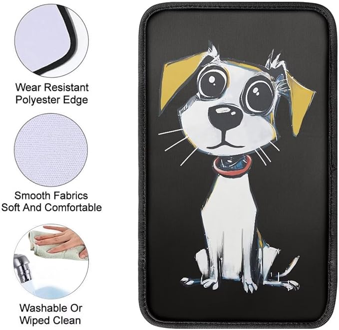 Mintutlipy Cute Dog Car Center Console Cover Cute Dog Car Storage Box Mat Automotive Armrest Pad Armrest Cushion Easy to Clean