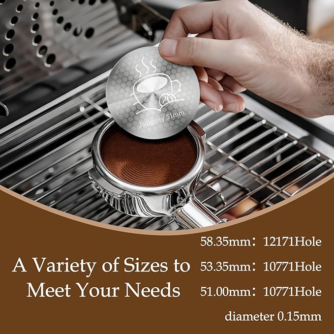 2 Pack 51mm Espresso Puck Screen with Stand, 0.9mm 150μm Ultra Thin Reusable Coffee Filter Compatible with Breville Barista 51mm Portafilter Basket, 304 Stainless Steel Espresso Machine Accessories