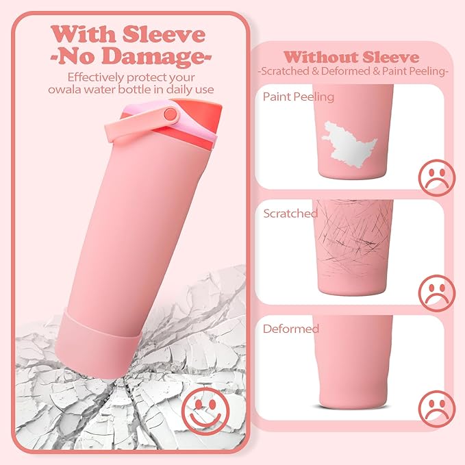 2PCS Silicone Boots for Owala 30oz & 40oz FreeSip Sway Bottles & Tumblers – Non-Slip, Scratch-Resistant, Stability Enhancer for Owala Accessories (Angel Food Cake)