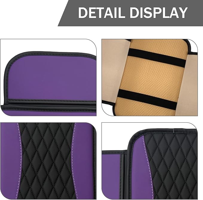 Car Center Console Cover, Patchwork Leather Armrest Cover Cushion with 2 Storage Bag, Waterproof Comfortable Auto Arm Rest Pad, Universal Center Console Protector for Sedan, SUV (Purple)