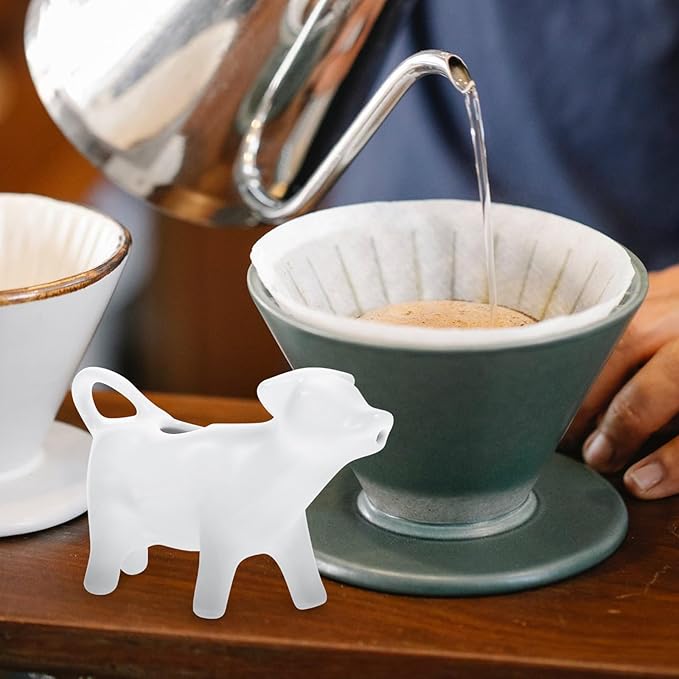 Gravy Boat Porcelain Cow Creamer Ceramic Coffee Creamer Serving Pitcher Jug Animal Shaped Sauce Server Cup Flower Vase for Kitchen Cafes Restaurants Hotels 40ML White Espresso Machine