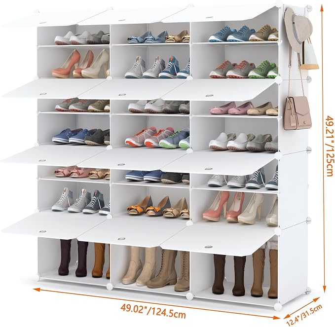 HOMIDEC Shoe Storage Cabinet, 48 Pairs Shoe Rack 3 by 8 Tier Space Saving Shoe Organizer for Closet Hallway Living Room Bedroom Garage