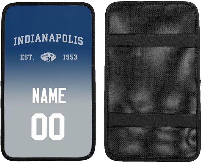 Custom Car Armrest Cover,Add Personalized Name and Number As Gifts for Loyal Football Fans,Auto Center Console Pad Car handrail Box Cushion,Fit for Most Car